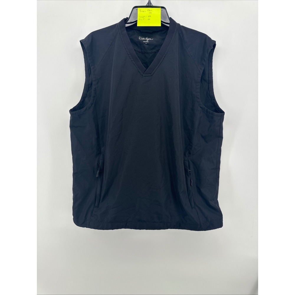 Walter Hagen Mens Black V-Neck Golf‎ Wind Vest Pullover Size M Zipper Pockets